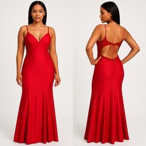 Dear Moon Juniors' Embellished Cutout Gown Red Size 3 Maxi Sleeveless Dress